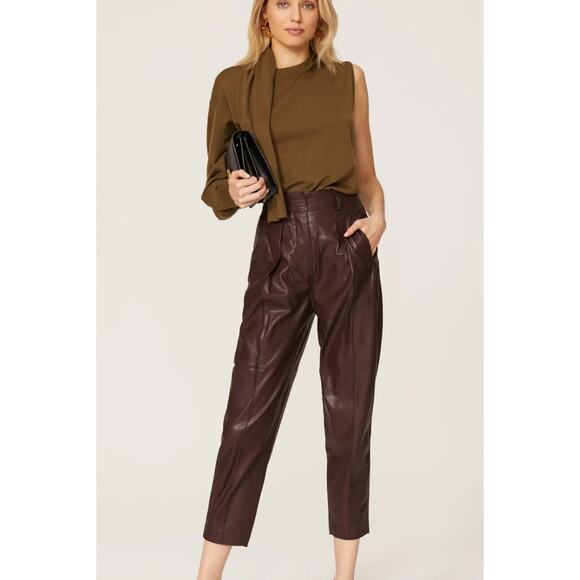 BlankNYC Pants Women 25 Brown Shake Faux Leather High Rise Ankle - Picture 1 of 12